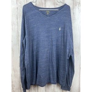 Ralph Lauren Sport Navy Long Sleeve V-Neck Womens T-Shirt Size XL